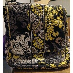 Vera Bradley Mailbag Crossbody Shoulder bag Purse Yellow Black